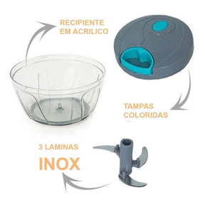 Processador de Alimentos Premium Manual 3 Lâminas Inox